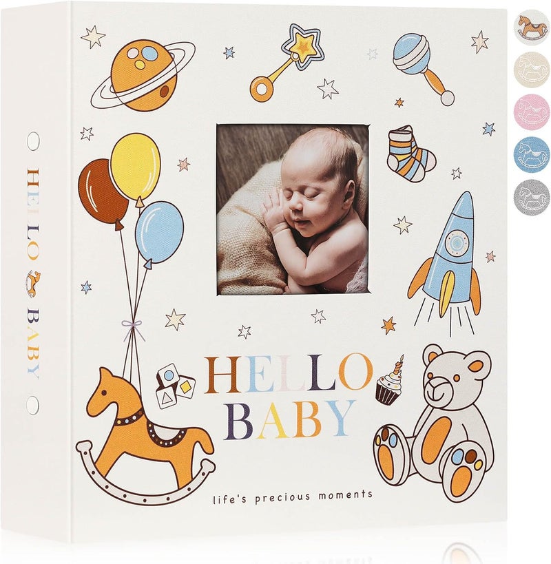Lanpn Baby Photo Album 4x6 600 Pockets, Linen Cover Photo Book Newborn Bebe Album Memory Book with Front Window Holds 600 Horizontal and Vertical Pictures Gift for Boy Girl Baby Shower Colorful - Image 1